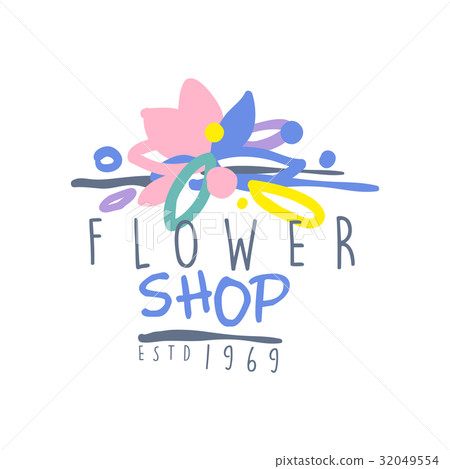 Flower shop estd 1969 logo template colorful hand Flower shop estd 1969 logo template colorful hand 32049554