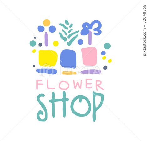 Shop flower logo template colorful hand drawn 32049558