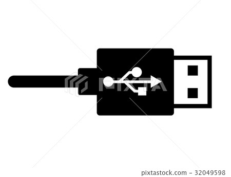 USB UBS PC終端連接器插圖黑白插頭播放通信IT 32049598