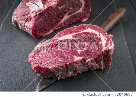 Dry Aged Wagyu Entrecote Steak on a Slate Slab Dry Aged Wagyu Entrecote Steak on a Slate Slab 32049693