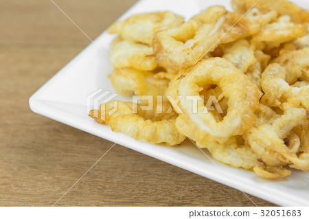 crispy deep fried squid ring in white plate crispy deep fried squid ring in white plate 32051683