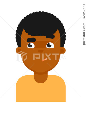 Confuse facial expression of black boy avatar 32052484