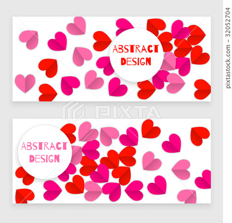 Valentine day set of banners with heart, red - Stock Illustration ...