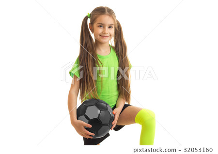 beautiful little girl with long tails smiles and beautiful little girl with long tails smiles and 32053160