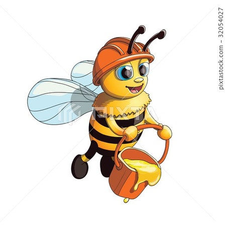 Illustration of a Cute Friendly Bee Illustration of a Cute Friendly Bee 32054027