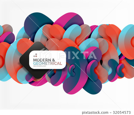 Abstract color geometric round shapes on white 32054573