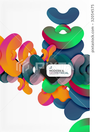 Abstract color geometric round shapes on white 32054575