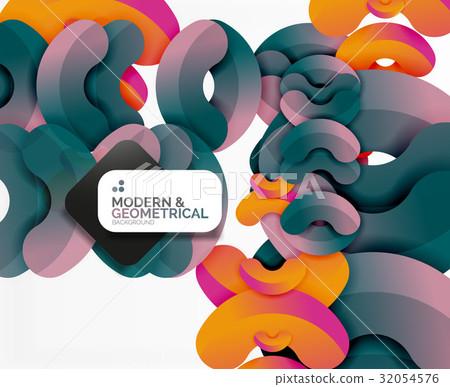 Abstract color geometric round shapes on white 32054576
