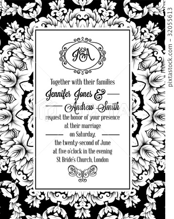 Damask pattern design for wedding invitation 32055613