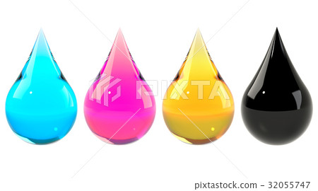 Ink drops set CMYK Ink drops set CMYK 32055747