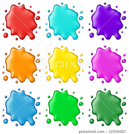 Colored paint splashes collection, isolated on 32056087
