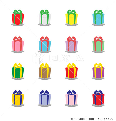 set of colorful gift boxes with bows and ribbons 32056590
