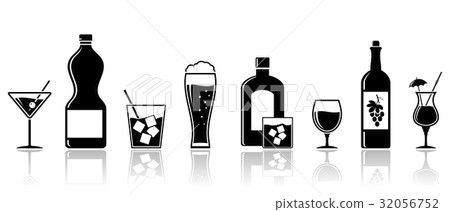Alcohol drinks icons. Banner design. 32056752