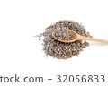 Isolated on white wooden spoon with lavender 32056833