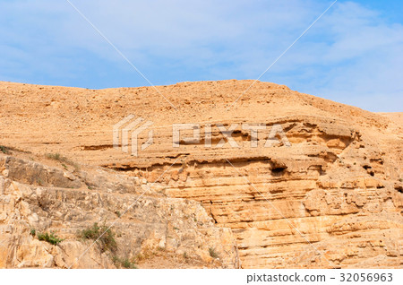 Wadi Qelt in Judean desert around St. George 32056963
