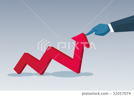 Business Man Hand Hold Red Arrow Up Financial - Stock Illustration ...