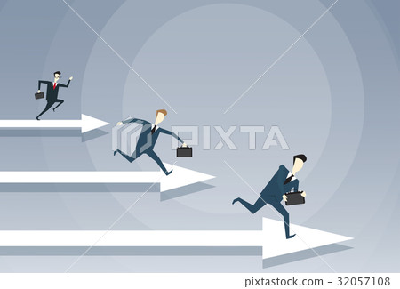 Business People Group Run Team Leader On Arrow Business People Group Run Team Leader On Arrow 32057108