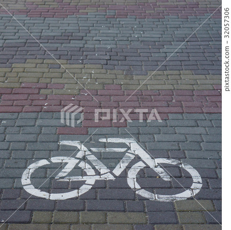 bicycle path from a mosaic stone 32057306
