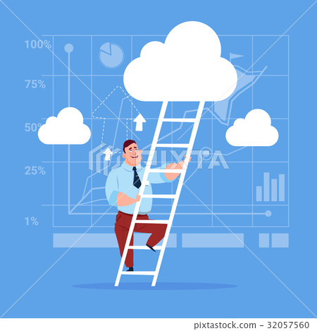 Businessman Climb Up Ladder Stairs, Concept - Stock Illustration ...