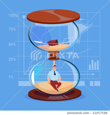 Business Man Inside Sand Watch Clock Deadline Time 32057596