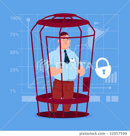 Business Man In Cage Prisoner Financial Problem 32057599