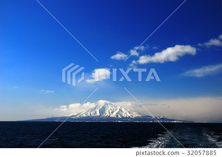Rishiri Island in a severe winter seen from offshore 32057885