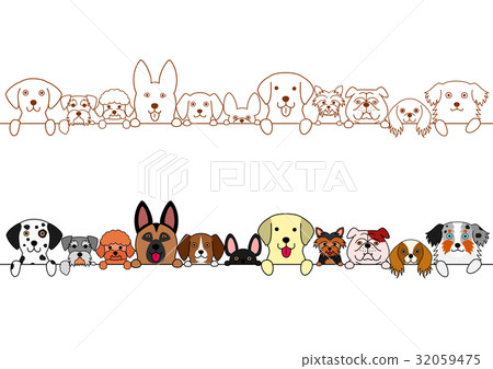 Cute dog's border set - Stock Illustration [32059475] - PIXTA