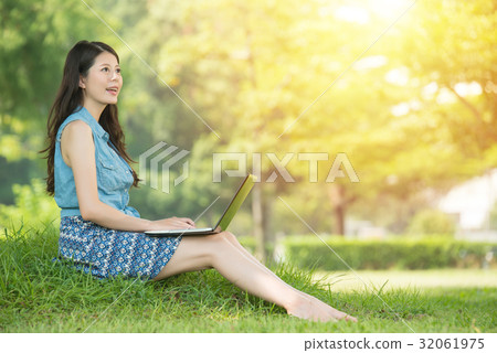 asian woman using digital tablet shopping asian woman using digital tablet shopping 32061975
