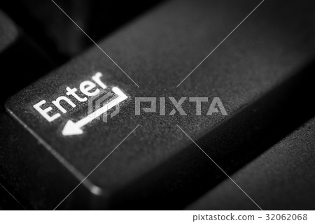 Closed up Enter button on PC keyboard Closed up Enter button on PC keyboard 32062068