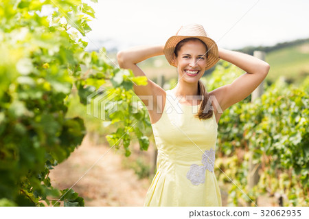 Portrait of female vintner in hat Portrait of female vintner in hat 32062935