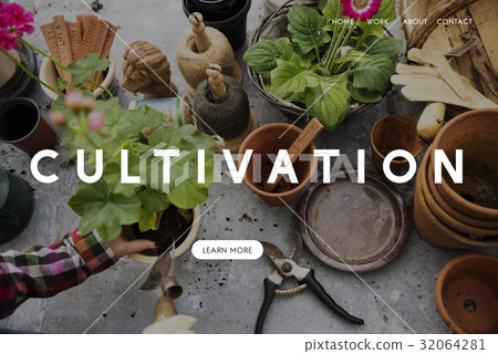 Cultivation word on plants background 32064281