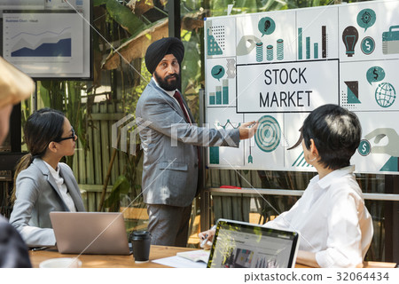 Group of business people meeting financial investment chart 32064434