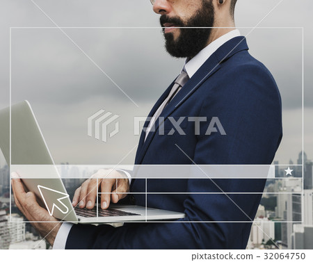Businessman Connection Digital Device Working Businessman Connection Digital Device Working 32064750