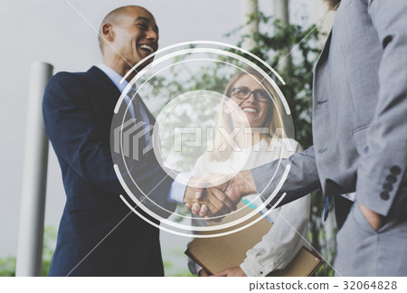 Handshake Circle Round Badge Banner Handshake Circle Round Badge Banner 32064828