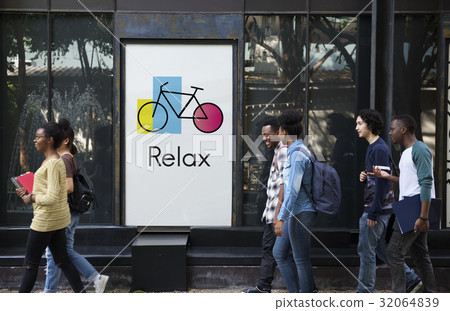 Banner Showing Advertising with Bike Icon Banner Showing Advertising with Bike Icon 32064839