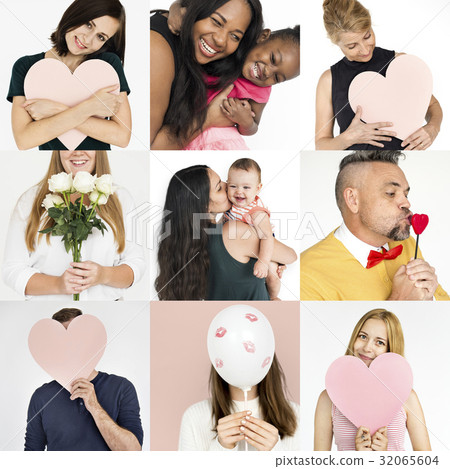 Set of Diversity People Love Smitten Feeling Studio Collage Set of Diversity People Love Smitten Feeling Studio Collage 32065604