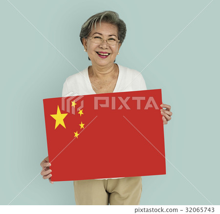 Woman Hands Hold China Flag Patriotism 32065743