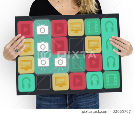 Camera Photo Matching Line Game Icons Camera Photo Matching Line Game Icons 32065767