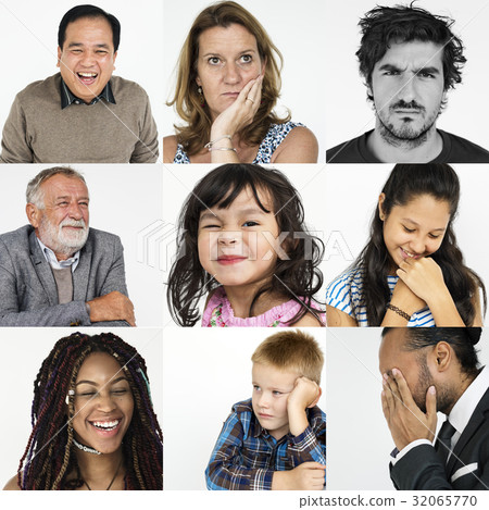 Set of Diversity People Wearing Eyeglasses Studio Collage 32065770
