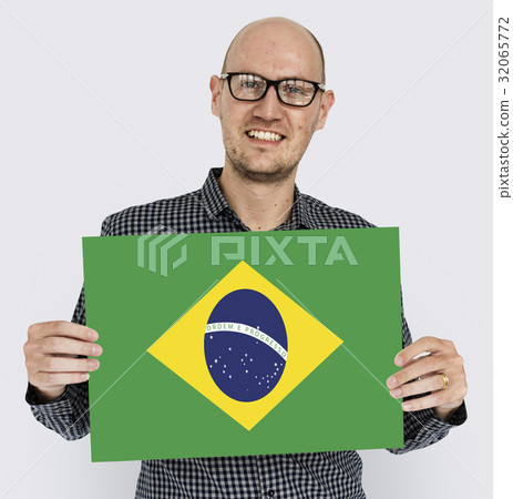 Man Hands Hold Brazil Flag Patriotism 32065772