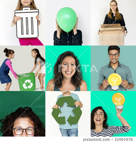 Collages diverse people environment recycle Collages diverse people environment recycle 32065876