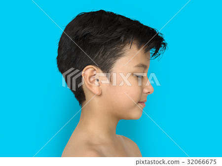 Little Boy Side View Bare Chested Smile Little Boy Side View Bare Chested Smile 32066675