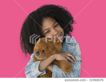 Little Girl Hugging Teddy Bear Soft Toy Little Girl Hugging Teddy Bear Soft Toy 32066676
