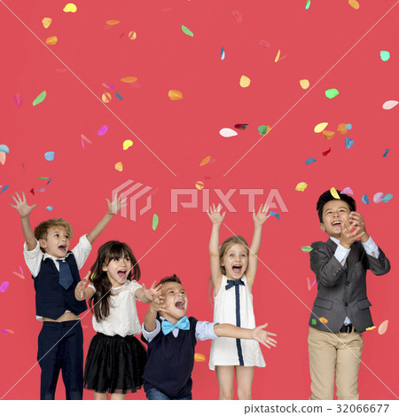 Children Smiling Happiness Friendship Togetherness Celebration Studio Portrait 32066677