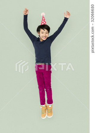 Little Boy Junping Enjoy Happiness Cheerful Studio Portrait Little Boy Junping Enjoy Happiness Cheerful Studio Portrait 32066680