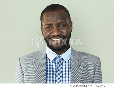 African man mustache smiling studio portrait 32067098