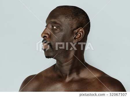 Adult Man Serene Face Expression Studio Portrait 32067307