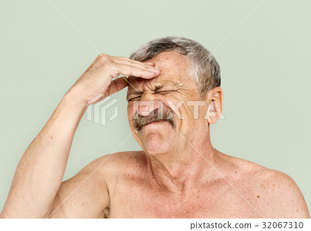 Senior Adult Man Face Expression Feeling Studio Portrait Senior Adult Man Face Expression Feeling Studio Portrait 32067310