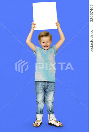 Caucasian Ethnicity Boy holding Placard Caucasian Ethnicity Boy holding Placard 32067466