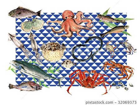 海鮮套裝，海軍藍色鱗片 32069373